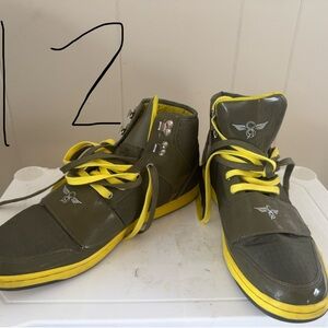 Creative Recreation Olive Green High-Top Sneakers with Yellow Accents